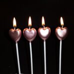 Lumanare de Tort, Embo, Model Inima, Party, 8.5 x 3 cm, Roz Gold - imagine 6