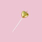 Lumanare de Tort, Embo, Model Inima, Party, 8.5 x 3 cm, Auriu - imagine 3