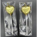 Lumanare de Tort, Embo, Model Inima, Party, 8.5 x 3 cm, Auriu - imagine 2
