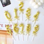 Lumanare pentru Tort Cifra 3, Model Coroana, Gold, Embo, Party - imagine 4