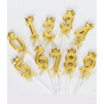 Lumanare pentru Tort Cifra 3, Model Coroana, Gold, Embo, Party - imagine 10