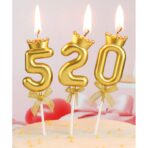 Lumanare pentru Tort Cifra 5, Model Coroana, Gold, Embo, Party - imagine 4