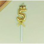 Lumanare pentru Tort Cifra 5, Model Coroana, Gold, Embo, Party - imagine 11