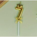 Lumanare pentru Tort Cifra 7, Model Coroana, Gold, Embo, Party - imagine 8