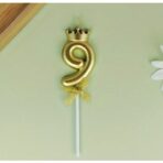 Lumanare pentru Tort Cifra 9, Model Coroana, Gold, Embo, Party - imagine 8