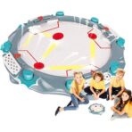 Masa Air Hockey, Embo, cu Tabela de Scor, 2 Pucuri, Fara Picioare, din ABS, pentru Adulti/Copii +5 Ani, 35.5 x 7.8 x 35.5 cm, Gri - imagine 3