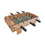 Masa de Fotbal cu Teren, Embo, cu Picioare Scurte, 6 Manere, Tablou de Scor, 50 x 25 x 18 cm, din Lemn/Otel/ABS, Maro