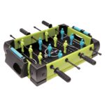 Masa de fotbal cu teren si 12 jucatori Embo, 4 manere, cu Tablou Scor, din Metal si ABS, 36.5 x 35.5 x 8 cm, Design Multicolor, pentru copii/adulti, verde