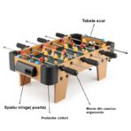 Masa de fotbal cu teren si 18 jucatori Embo, 6 manere, cu tablou pentru scor, din metal, lemn si ABS, 51 x 44 x 17.5 cm, cu picioare, pentru copii/adulti - imagine 3