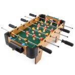 Masa de fotbal cu teren si 18 jucatori Embo, 6 manere, cu tablou pentru scor, din metal, lemn si ABS, 51 x 44 x 17.5 cm, cu picioare, pentru copii/adulti