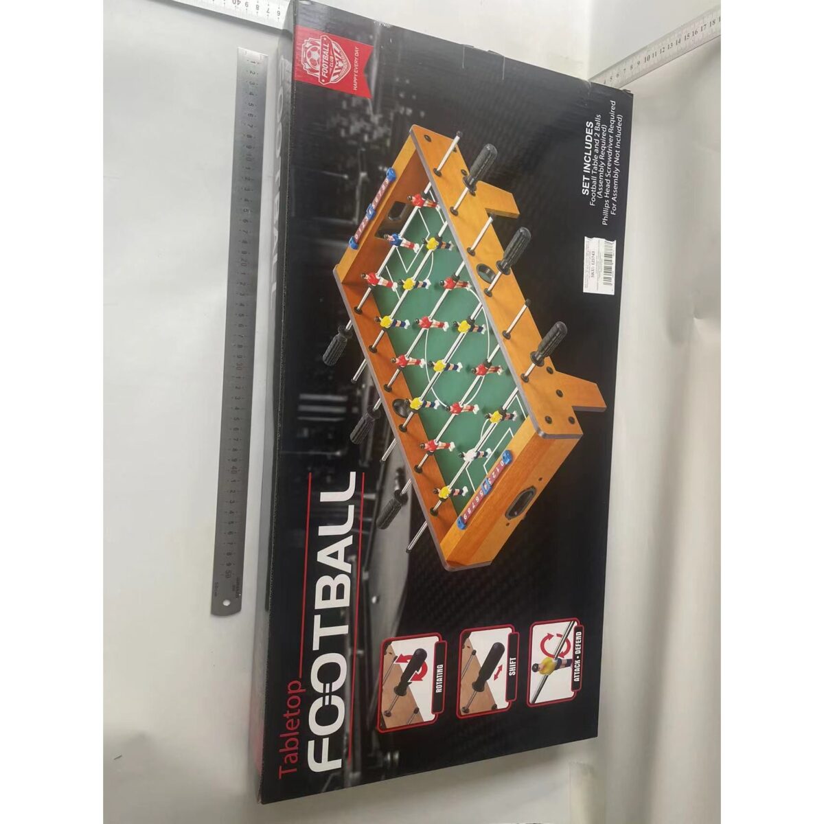 Masa de Fotbal cu Teren si 18 Jucatori Embo, 6 Manere, cu Tablou pentru Scor, din Metal, Lemn si ABS, 69 x 36.5 x 23 cm, cu Picioare, pentru copii/adulti - imagine 8