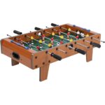 Masa de fotbal cu teren si 18 jucatori Embo, cu tablou pentru scor, din metal, lemn si ABS, 50 x 25 x 15.5 cm, pentru copii