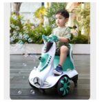 Masinuta electrica cu telecomanda pentru copii, Embo, roti spate rotire 360, curea siguranta, baloane de sapun, lumini si sunete, self control si prin telecomanda, cu pedale de acceleratie si frana, verde - imagine 3