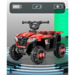 Masinuta Electrica Embo, pe 4 Roti, Tip ATV, cu Acumulator, Sistem Anti-Rasturnare, Sistem de Lumini si Sunet, 2-5 Ani, 70 x 43 x 48 cm, Rosu - imagine 12