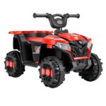 Masinuta Electrica Embo, pe 4 Roti, Tip ATV, cu Acumulator, Sistem Anti-Rasturnare, Sistem de Lumini si Sunet, 2-5 Ani, 70 x 43 x 48 cm, Rosu
