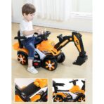 Masinuta Electrica Embo, Tip Excavator, Brat Electric cu Maneta de Control, Spatar si Bare Laterale, Sistem Muzica si Lumini, 2-7 Ani, 72 x 34 x 45 cm, Portocaliu - imagine 5