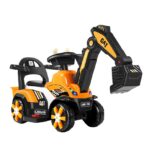 Masinuta Electrica Embo, Tip Excavator, Brat Electric cu Maneta de Control, Spatar si Bare Laterale, Sistem Muzica si Lumini, 2-7 Ani, 72 x 34 x 45 cm, Portocaliu