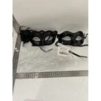 Set 2 Masti de Cuplu, Embo, pentru Carnaval, Bal Mascat, Marime Universala, Model Floare Laterala si Margele, Model Clasic Fluture, Negru - imagine 2