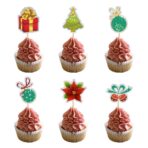 Set Toppere pentru Tort si Prajituri, Embo, Tematica Craciun, Model Mare Scris Merry Christmas 15.5x14.3 cm, 6 Toppere Mici Modele Variate 5x5 cm, Multicolor - imagine 3