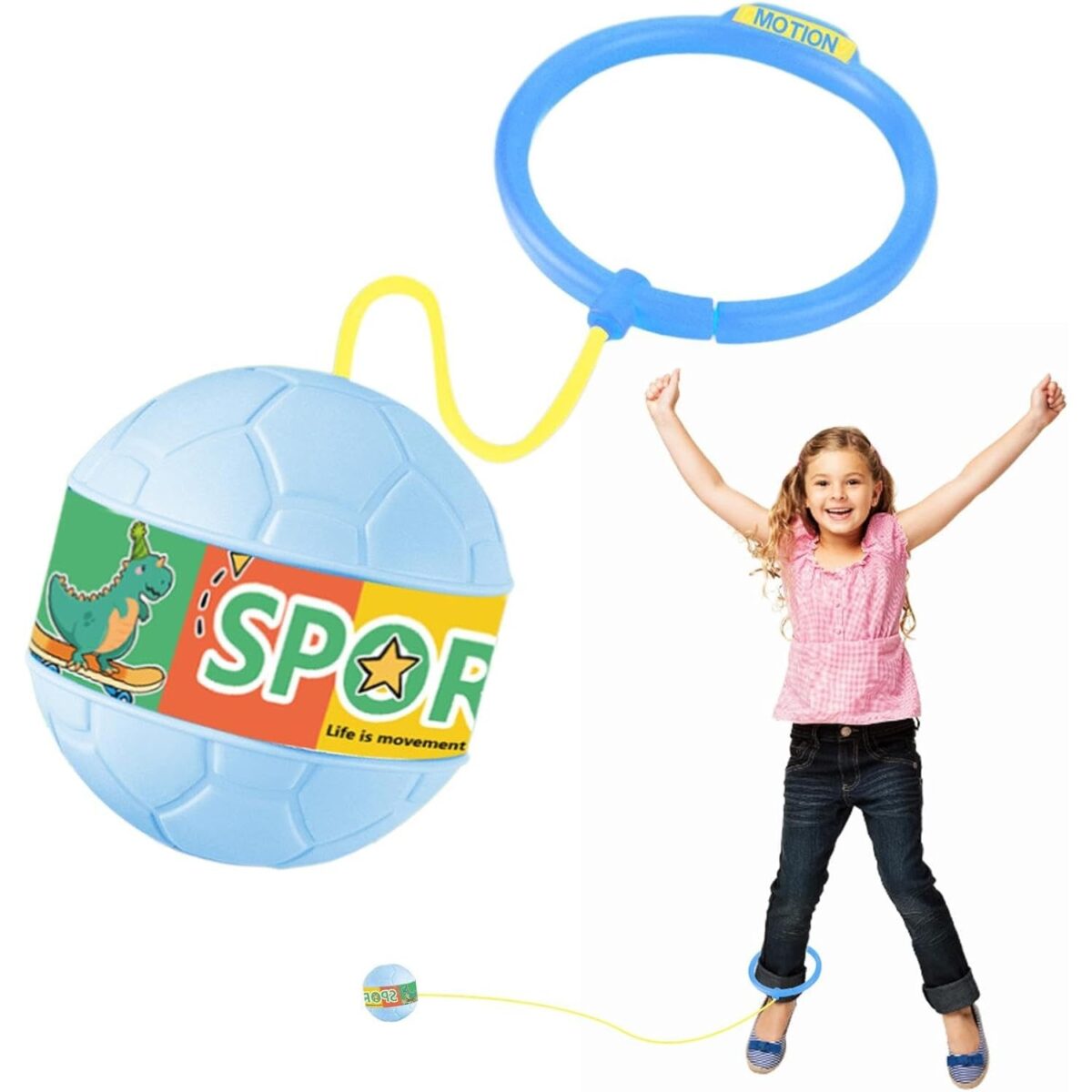 Minge pentru Sarit, Embo, Tip Coarda Hula Hoop, Cerc 12 cm, Coarda 52 cm, Minge 12 x 11 cm, Functie Iluminat, 4-6 Ani, Plastic, Albastru - imagine 5