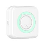 Mini Imprimanta Foto Portabila, Embo, 5 Role de Hartie Termica, 5 Role Autocolante, 3 Role Colorate, Pixuri, Incarcare USB, Model Pisica, Alb Verde - imagine 5
