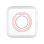 Mini Imprimanta Foto Portabila, Embo, 5 Role de Hartie Termica, 5 Role Autocolante, 3 Role Colorate, Pixuri, Incarcare USB, Model Pisica, Alb Roz