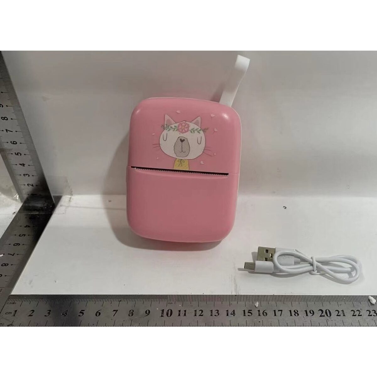 Mini Imprimanta Foto Portabila, Embo, Incarcare USB, Bluetooth, Model Pisica, Print Alb-Negru, Roz - imagine 4