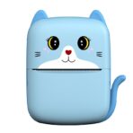 Mini Imprimanta Foto Portabila, Embo, Incarcare USB, Bluetooth, Model Pisicuta, Print Alb-Negru, Albastru