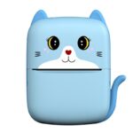 Mini Imprimanta Foto Portabila, Embo, Incarcare USB, Bluetooth, Model Pisicuta, Print Alb-Negru, Albastru