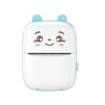 Mini Imprimanta Foto Portabila, Embo, Incarcare USB, Bluetooth, Model Ursulet, 12 x 9 x 5 cm, Alb Albastru