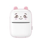 Mini Imprimanta Foto Portabila, Embo, Incarcare USB, Bluetooth, Model Ursulet, 12 x 9 x 5 cm, Alb Roz