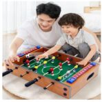 Mini Masa de Fotbal cu Teren si 12 Jucatori Embo, 4 Manere, cu Tablou pentru Scor, din Metal, Lemn si ABS, 34.5 x 23 x 7 cm, pentru copii/adulti - imagine 3