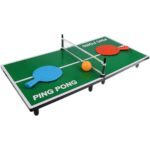 Mini Masa de Ping Pong Embo, pentru interior, Material Lemn, 60 x 10 x 30 cm, 2 mingi, portabila, verde