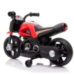 Motocicleta Electrica cu 2 Roti Mari si 2 Roti Ajutatoare, Embo, Acumulator Incarcare, Anti-Rasturnare, Lumini, Muzica, Motor:380, Baterie 6V4.5, 41.5x70x34 cm, 4.5 Kg, 3 Ani+, Rosu Negru - imagine 7