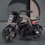 Motocicleta Electrica cu 2 Roti Mari si 2 Roti Ajutatoare, Embo, Acumulator Incarcare, Anti-Rasturnare, Lumini, Muzica, Motor:380, Baterie 6V4.5, 41.5x70x34 cm, 4.5 Kg, 3 Ani+, Gri Negru - imagine 5