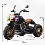 Tricicleta Electrica pentru Copii, Embo, cu 2 Acumulatoare 380*2, 6V 4.5, Sistem Anti-Rasturnare, Sistem de Lumini si Sunet, 6-8 Ani, 93 x 48 x 63 cm, Negru - imagine 3