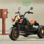 Tricicleta Electrica pentru Copii, Embo, cu 2 Acumulatoare 380*2, 6V 4.5, Sistem Anti-Rasturnare, Sistem de Lumini si Sunet, 6-8 Ani, 93 x 48 x 63 cm, Negru - imagine 4