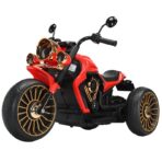 Tricicleta Electrica pentru Copii, Embo, cu 2 Acumulatoare 380*2, 6V 4.5, Sistem Anti-Rasturnare, Sistem de Lumini si Sunet, 6-8 Ani, 93 x 48 x 63 cm, Rosu Negru