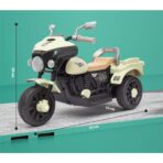 Motocicleta Electrica Embo, cu Acumulator, cu Sistem Anti-Rasturnare, Sistem de Lumini si Muzica, Cutie de Depozitare, 1-8 Ani, 93 x 43 x 58 cm, Alb - Bej - imagine 2
