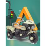 Motocicleta Electrica Embo, cu Acumulator, cu Sistem Anti-Rasturnare, Sistem de Lumini si Muzica, Cutie de Depozitare, 1-8 Ani, 93 x 43 x 58 cm, Alb - Bej - imagine 9