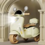 Motocicleta Electrica Embo, cu Acumulator, Telecomanda, Bluetooth, cu Sistem Anti-Rasturnare, Sistem de Lumini si Sunet, 3-10 Ani, Bej - imagine 3