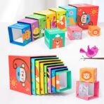 Jucarie de Construit, Embo, Blocuri Stivuibile, +3 Ani, 10 Cutii, Invatare numere 1-10, 13.4 x 13.4 x 13.4 cm, Multicolor - imagine 2