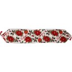Napron Decorativ pentru Masa, Embo, Model Flori, Tematica Craciun, 35 x 180 cm, Rosu - imagine 2