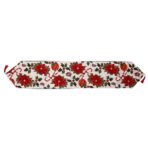 Napron Decorativ pentru Masa, Embo, Model Flori, Tematica Craciun, 35 x 180 cm, Rosu