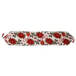 Napron Decorativ pentru Masa, Embo, Model Flori, Tematica Craciun, 35 x 180 cm, Rosu