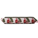 Napron Decorativ pentru Masa, Embo, Model Mos Craciun, Tematica Craciun, 35 x 180 cm, Rosu/Verde