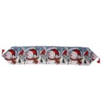 Napron Decorativ pentru Masa, Embo, Model Oameni de Zapada, Tematica Craciun, 35 x 180 cm, Rosu/Verde