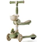 Trotineta Multifunctionala 3 in 1, Embo, pentru Copii, 1-7 Ani, cu Lumini si Muzica, Reglabil 360, Pliere Usoara, Reglarea Inaltimii, Model Dinozaur, Bej/Verde