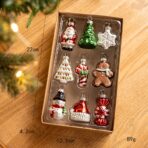 Set 9 Decoratiuni de Craciun, Embo, pentru Brad, 5 cm, din Sticla, 22 x 12.5 x 4.2 cm, Multicolor - imagine 2