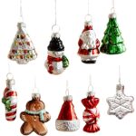 Set 9 Decoratiuni de Craciun, Embo, pentru Brad, 5 cm, din Sticla, 22 x 12.5 x 4.2 cm, Multicolor